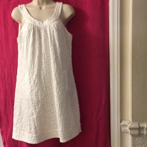 J crew white eyelet sleeveless dress. Size 8
